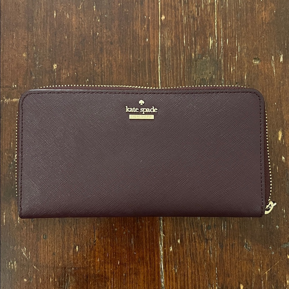 Kate Spade Maroon Zip-Around Wallet - Picture 2 of 6